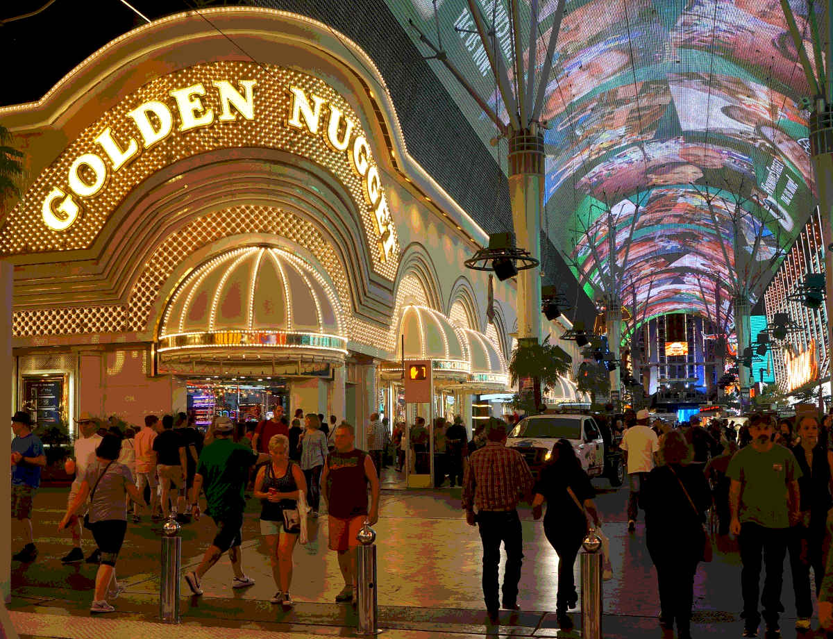 The Freemont Street Experience as seen across from the Golden Nugget