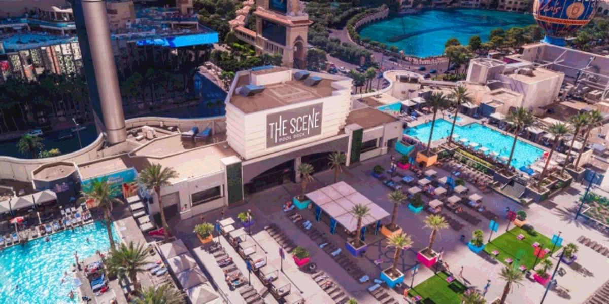 Overhead view of the Scene Pool Deck at Planet Hollywood, Las Vegas